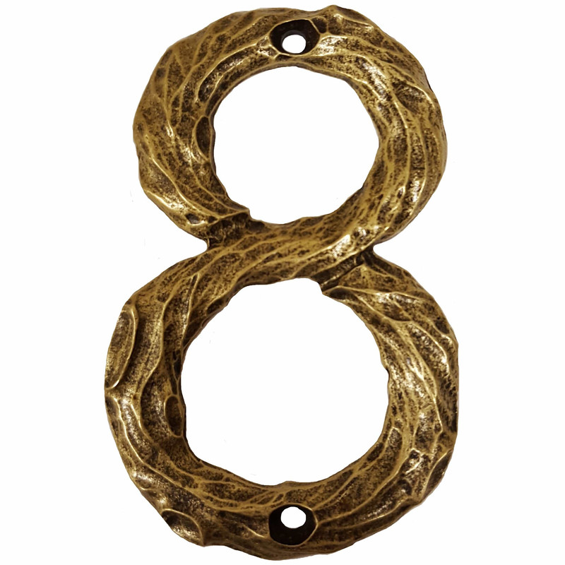 LHN8-AB Log House Number 8, Antique Brass, 1 piece
